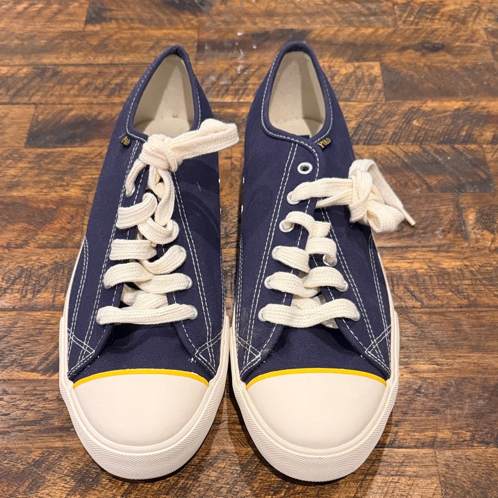 Polo by Ralph Lauren Navy Sneakers with White and Yellow Accents